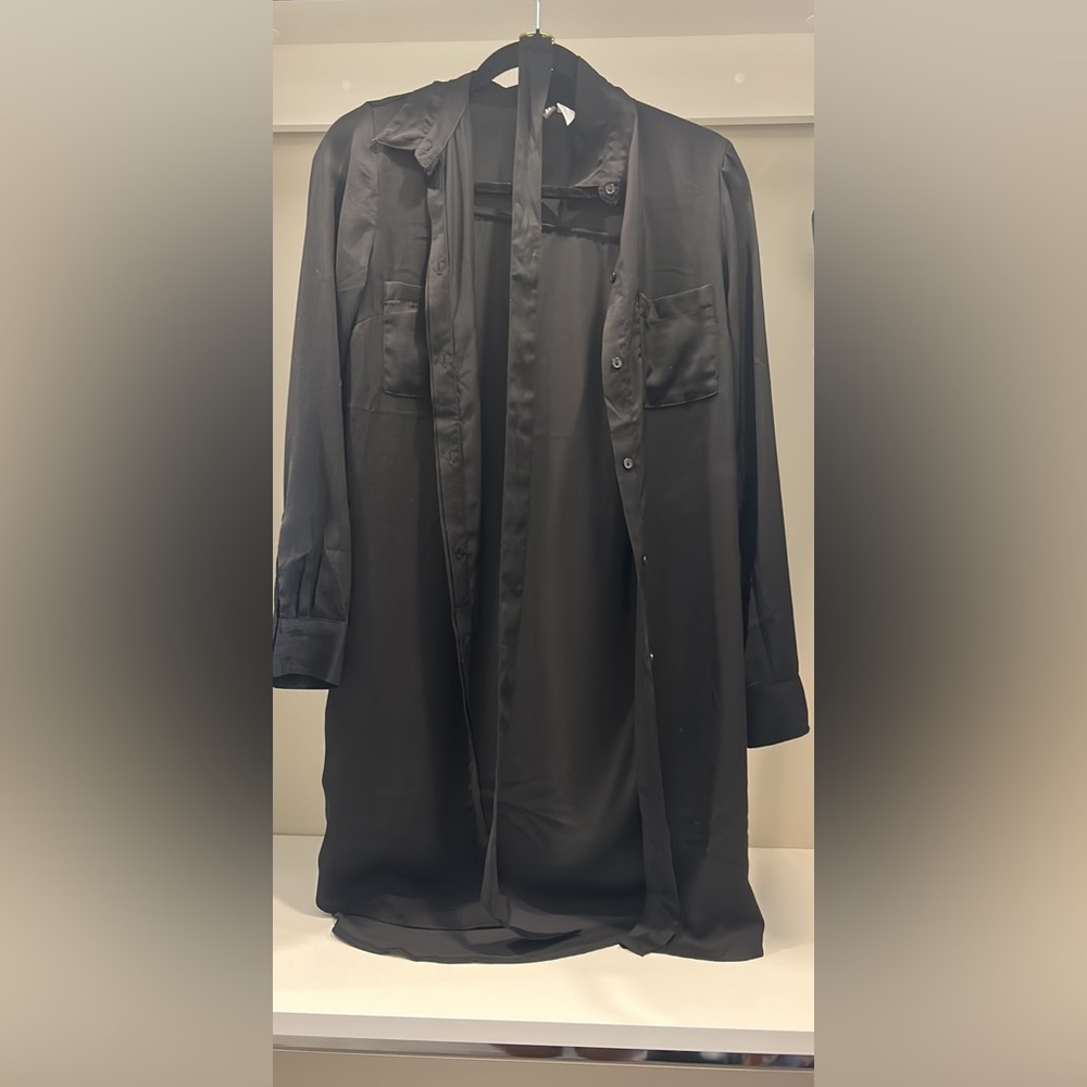 Truly stylish black satin dress-